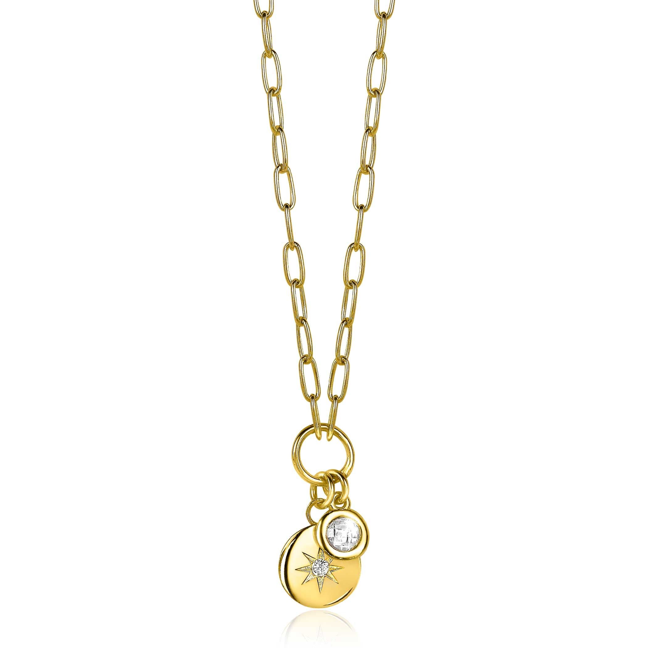 ZINZI Verguld Zilveren Ketting met Witte Zirkonia - ZIC1994G