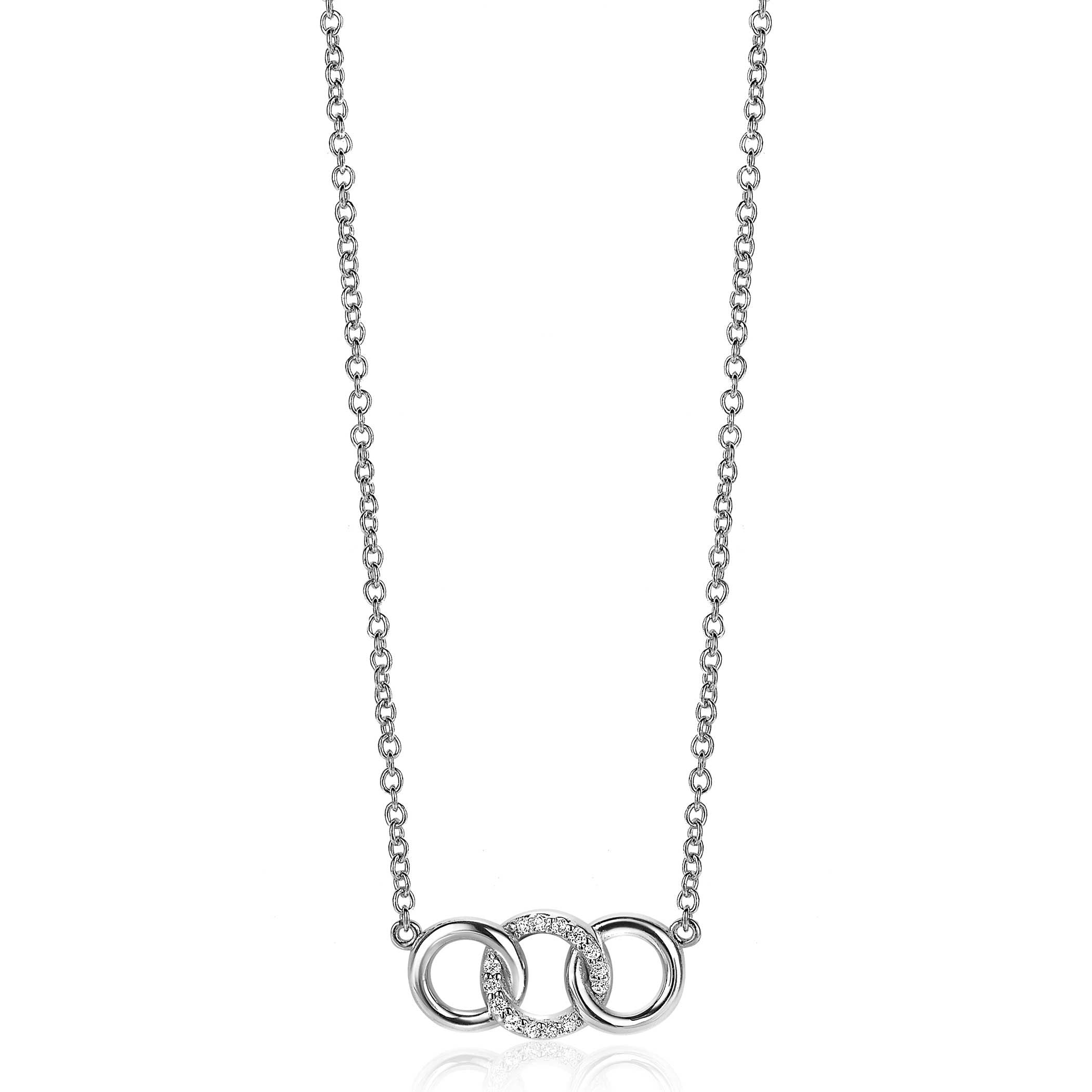 ZINZI Zilveren Ketting met Witte Zirkonia - ZIC2045