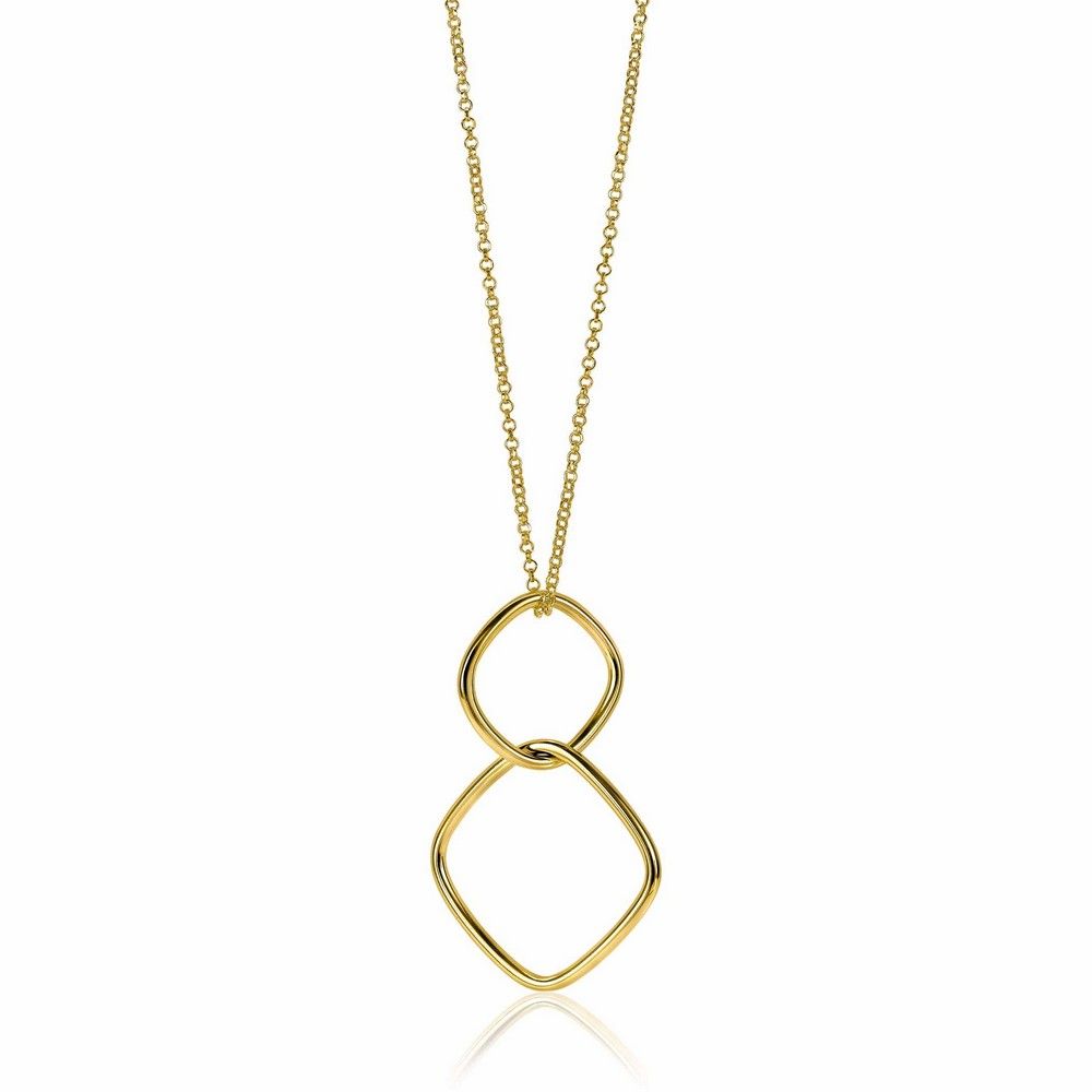 Zinzi zilveren collier 60 cm in 14K geel verguld grote vierkante hangers ZIC2096G, exclusief en kwalitatief hoogwaardig. Ontdek nu!