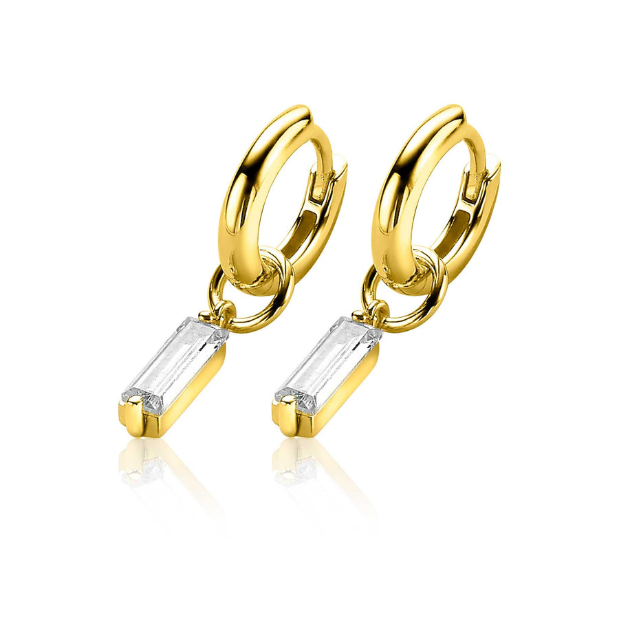 Zinzi zilveren oorbedels geel verguld 15mm rechthoek wit ZICH2056Y, exclusief en kwalitatief hoogwaardig. Ontdek nu!