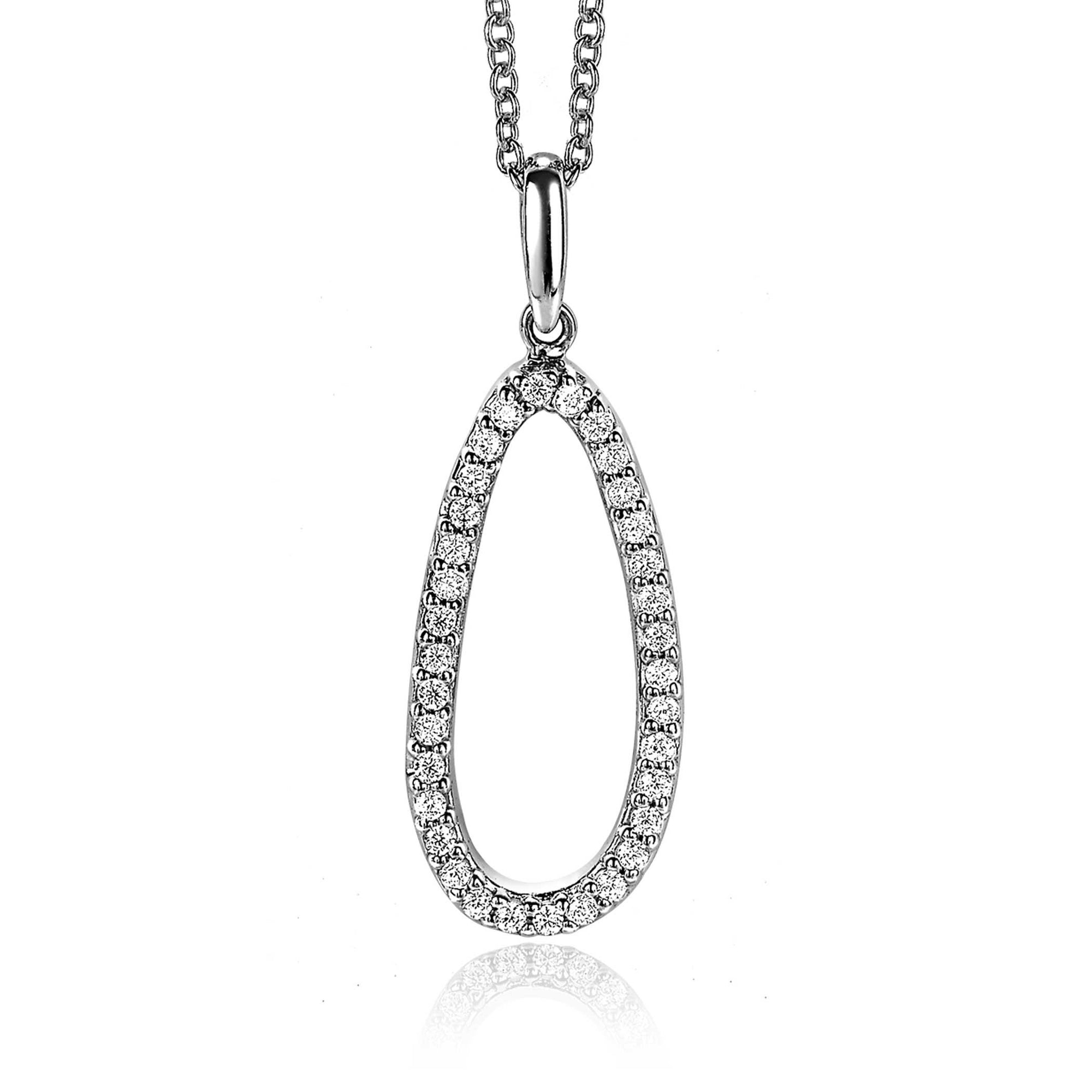 Zinzi zilveren hanger 33mm ovale vorm met witte zirkonia&#39;s ZIH2038, exclusief en kwalitatief hoogwaardig. Ontdek nu!