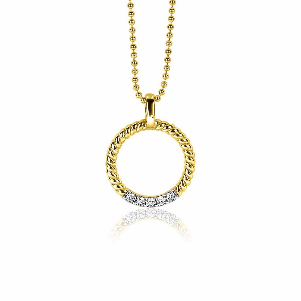 Zinzi zilveren hanger rond kabel geel verguld met zirkonia 17mm ZIH2128Y, exclusief en kwalitatief hoogwaardig. Ontdek nu!