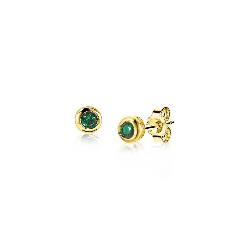 Zinzi zilveren oorknopjes groen zirkonia glad 4mm geel verguld ZIO1177GG, exclusief en kwalitatief hoogwaardig. Ontdek nu!