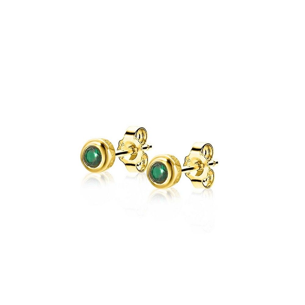 Zinzi zilveren oorknopjes groen zirkonia glad 4mm geel verguld ZIO1177GG, exclusief en kwalitatief hoogwaardig. Ontdek nu!