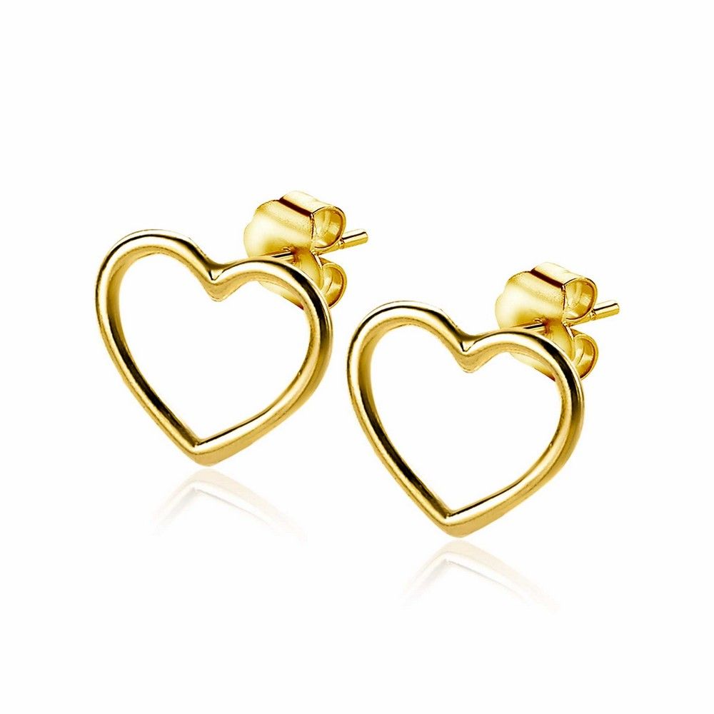 Zinzi zilveren oorknoppen 14K geelverguld open hart 8mm ZIO1630G, exclusief en kwalitatief hoogwaardig. Ontdek nu!