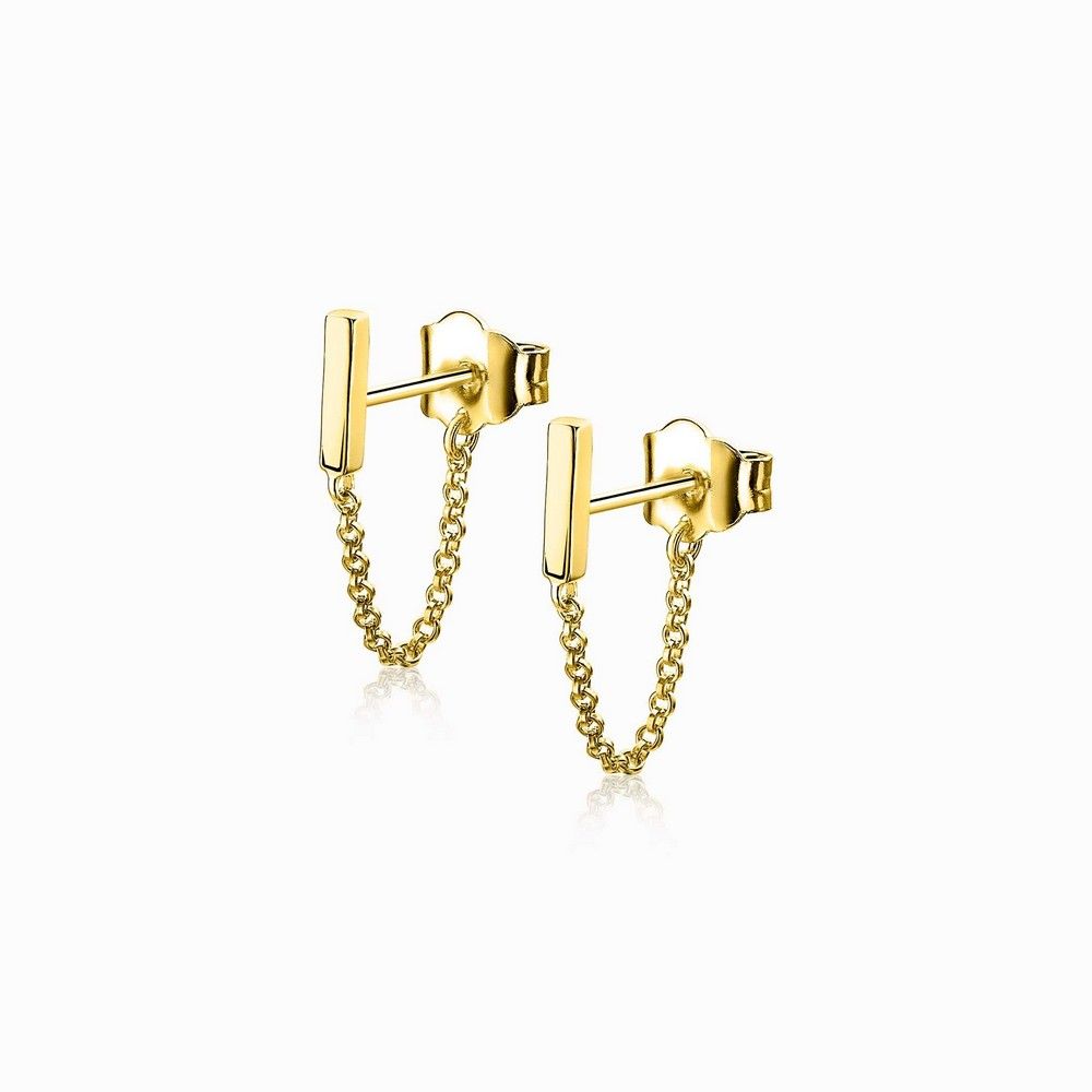 Zinzi zilveren oorknoppen 14K geel verguld met ketting staaf ZIO1688G, exclusief en kwalitatief hoogwaardig. Ontdek nu!