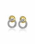 Zinzi zilveren bicolor oorknoppen 11mm verbonden rondjes glad en witte zirkonia ZIO2045Y, exclusief en kwalitatief hoogwaardig. Ontdek nu!