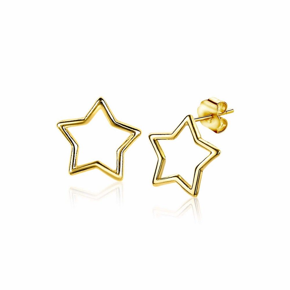 Zinzi zilveren oorknoppen 14K geelverguld open ster 8mm ZIO2092G, exclusief en kwalitatief hoogwaardig. Ontdek nu!
