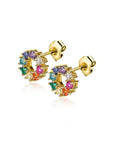 Zinzi zilveren oorknoppen 14K geel verguld 10mm bezet regenboog ZIO2172, exclusief en kwalitatief hoogwaardig. Ontdek nu!