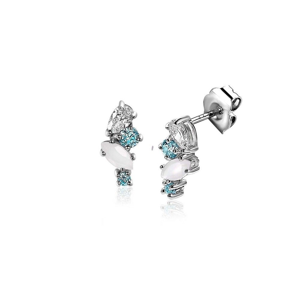 Zinzi zilveren fantasie oorknoppen 13mm lichtblauw en wit ZIO2189, exclusief en kwalitatief hoogwaardig. Ontdek nu!