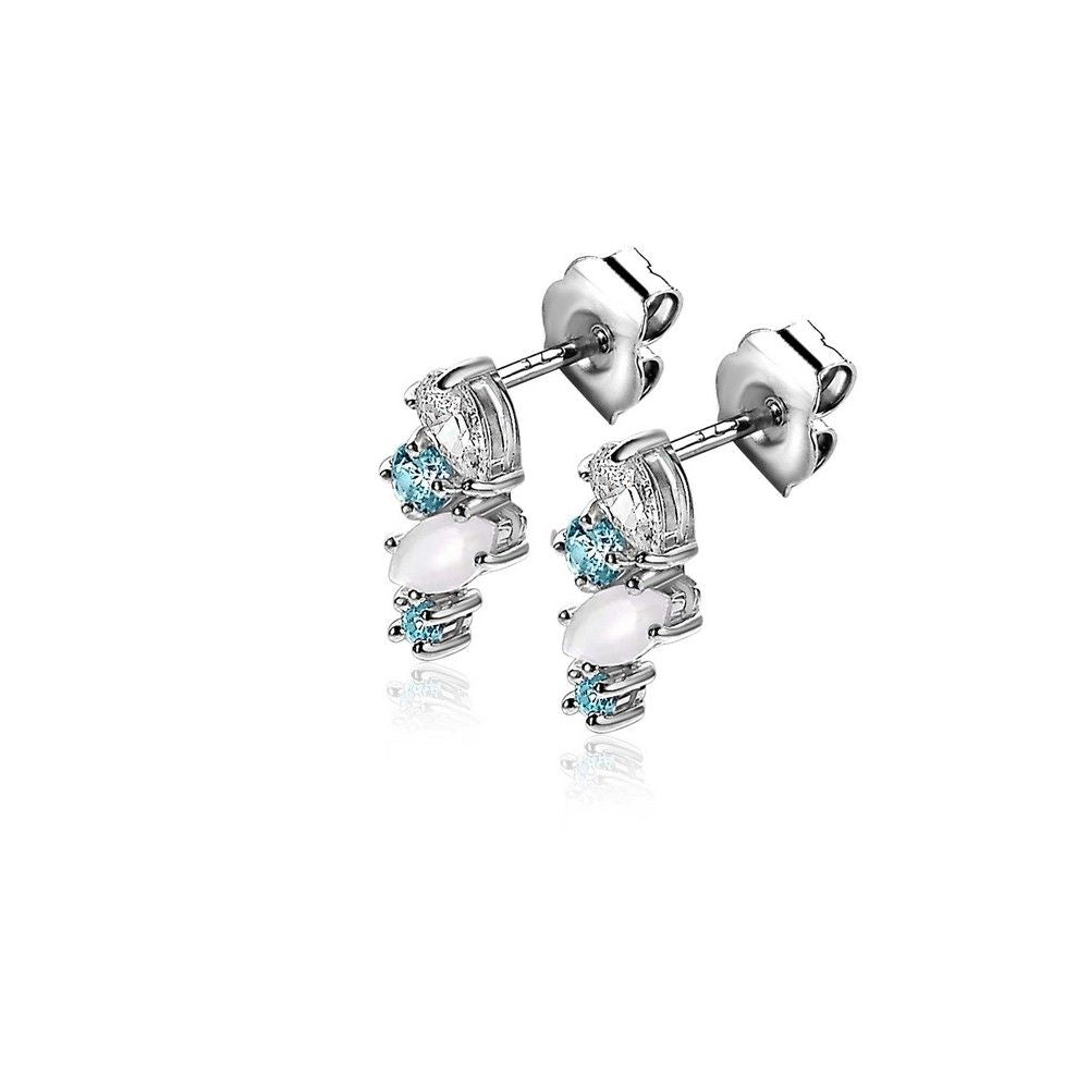 Zinzi zilveren fantasie oorknoppen 13mm lichtblauw en wit ZIO2189, exclusief en kwalitatief hoogwaardig. Ontdek nu!