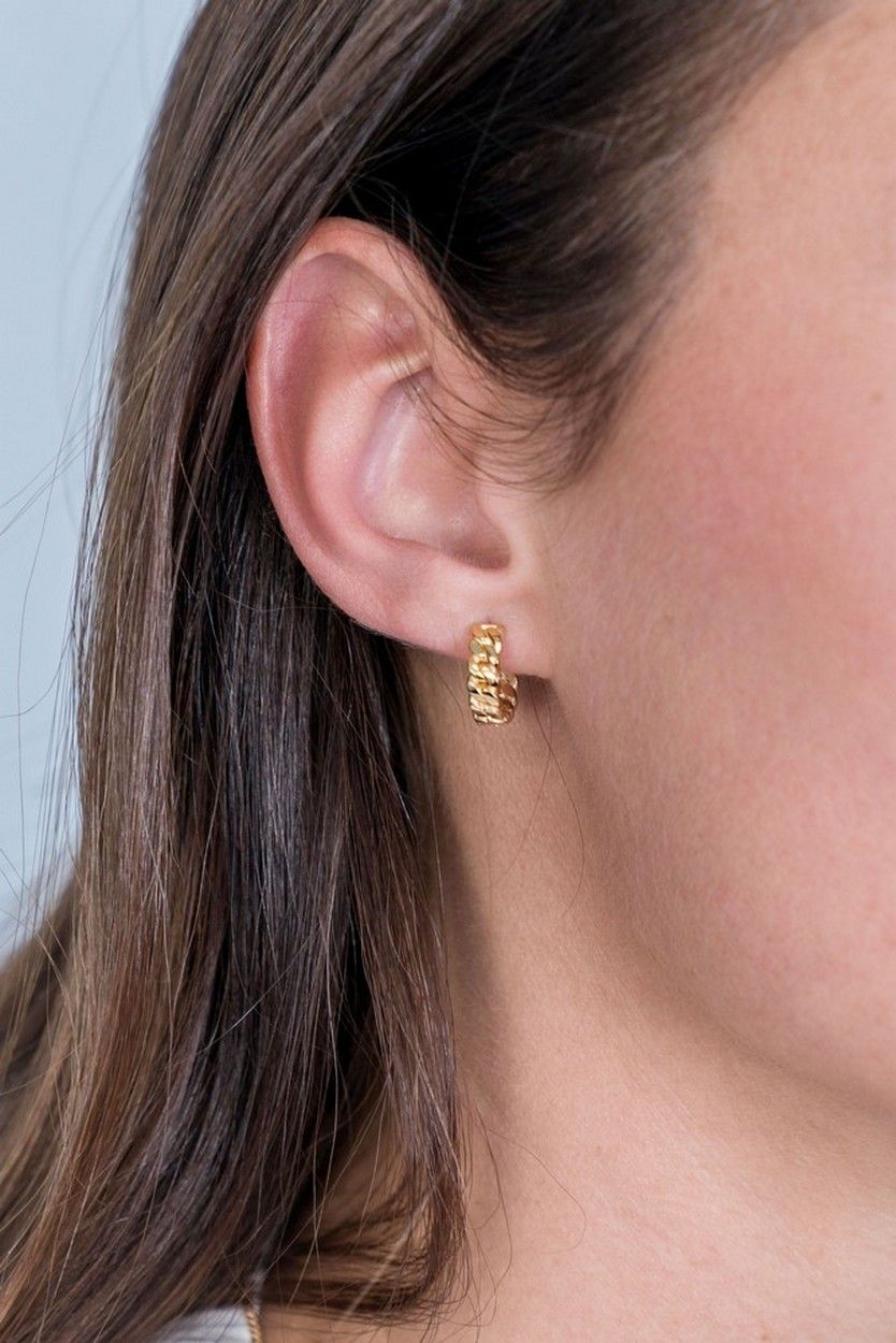 Zinzi zilveren oorringen 14K geel verguld 13x4mm gourmet schakel ZIO2225, exclusief en kwalitatief hoogwaardig. Ontdek nu!