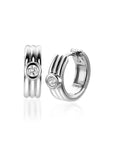 Zinzi zilveren luxe oorringen drie gladde banen en witte ronde zirkonia 15x4mm ZIO2241, exclusief en kwalitatief hoogwaardig. Ontdek nu!