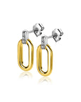 Zinzi zilveren oorstekers extra 14K geel verguld ovaal witte zirkonia's 13mm ZIO2248, exclusief en kwalitatief hoogwaardig. Ontdek nu!