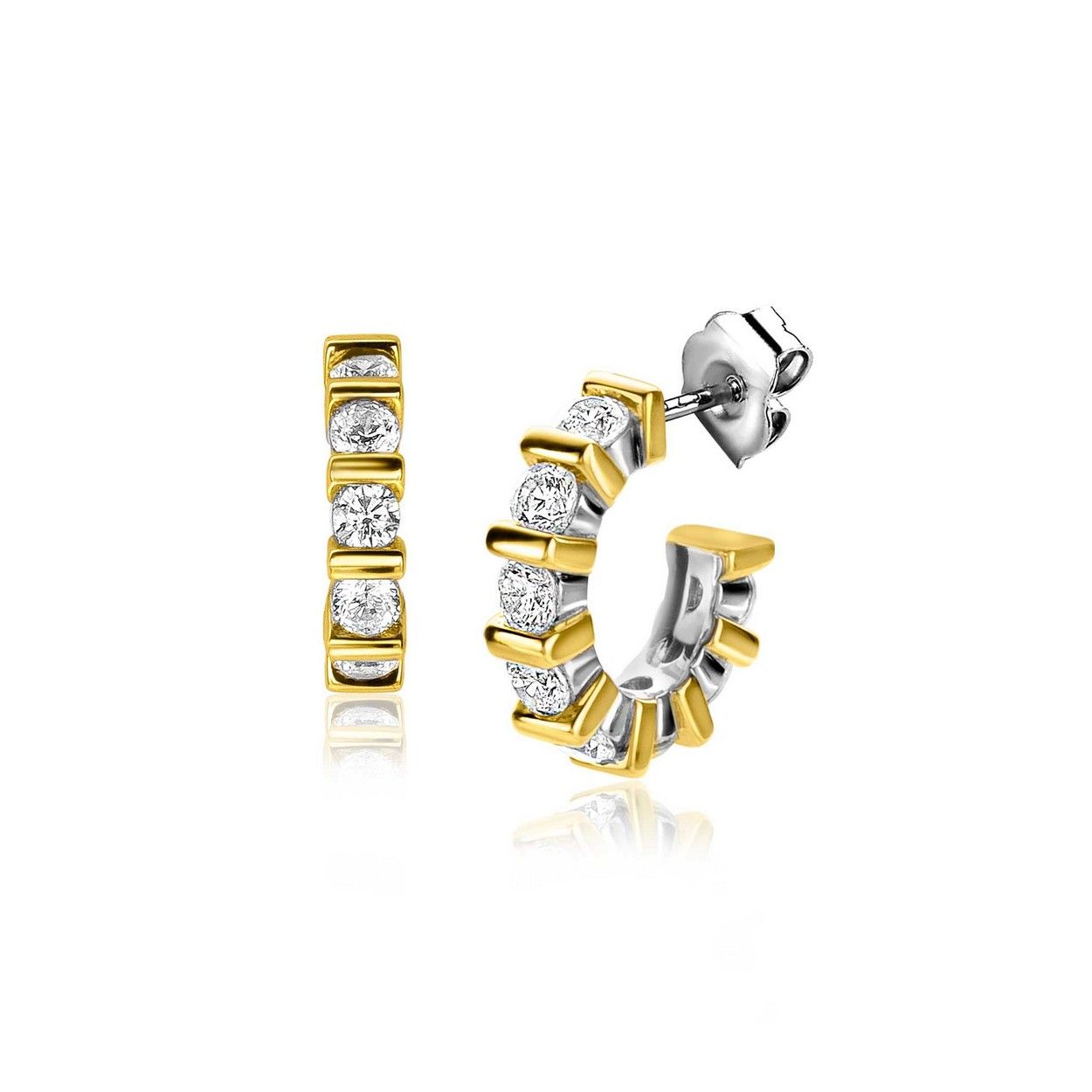 Zinzi zilveren oorsieraden bicolor vierkant en ronde witte zirkonia&#39;s 16mm ZIO2251, exclusief en kwalitatief hoogwaardig. Ontdek nu!
