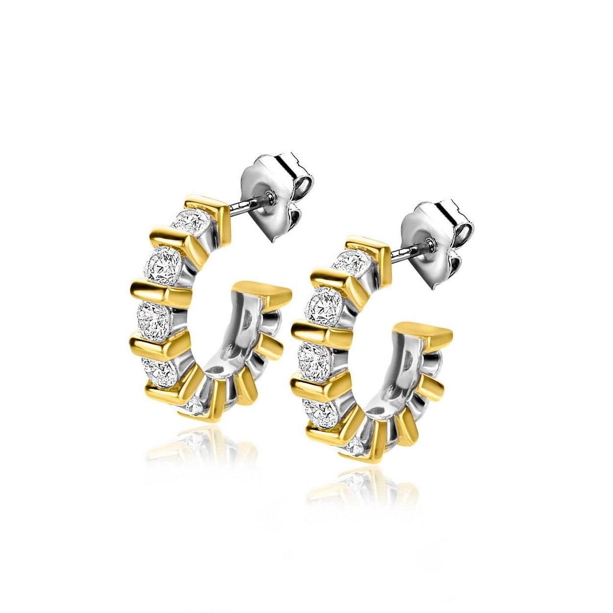 Zinzi zilveren oorsieraden bicolor vierkant en ronde witte zirkonia&#39;s 16mm ZIO2251, exclusief en kwalitatief hoogwaardig. Ontdek nu!