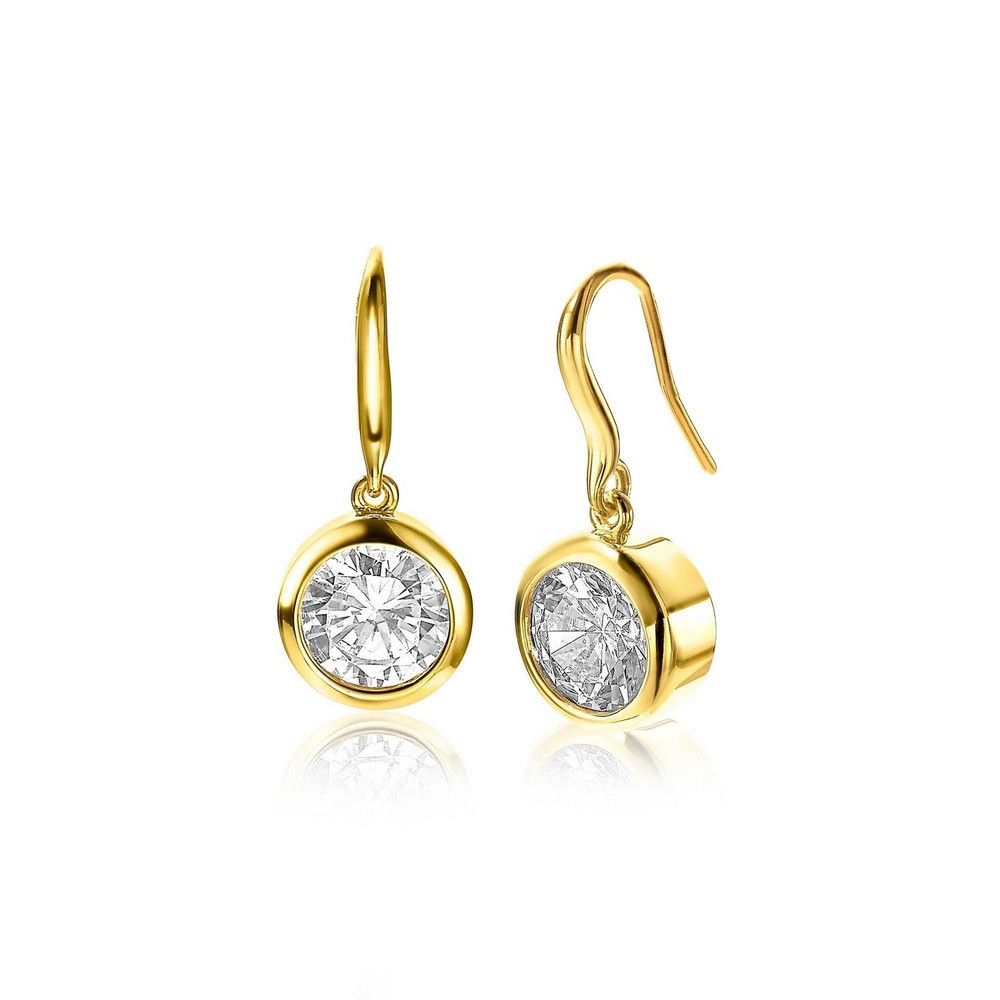 Zinzi zilveren oorhangers geelverguld witte zirkonia 11mm ZIO2, exclusief en kwalitatief hoogwaardig. Ontdek nu!