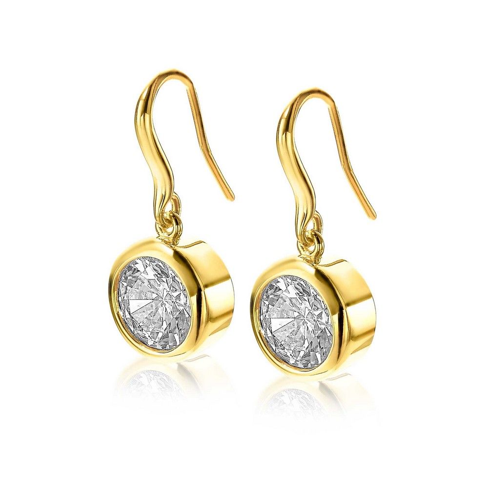 Zinzi zilveren oorhangers geelverguld witte zirkonia 11mm ZIO2, exclusief en kwalitatief hoogwaardig. Ontdek nu!
