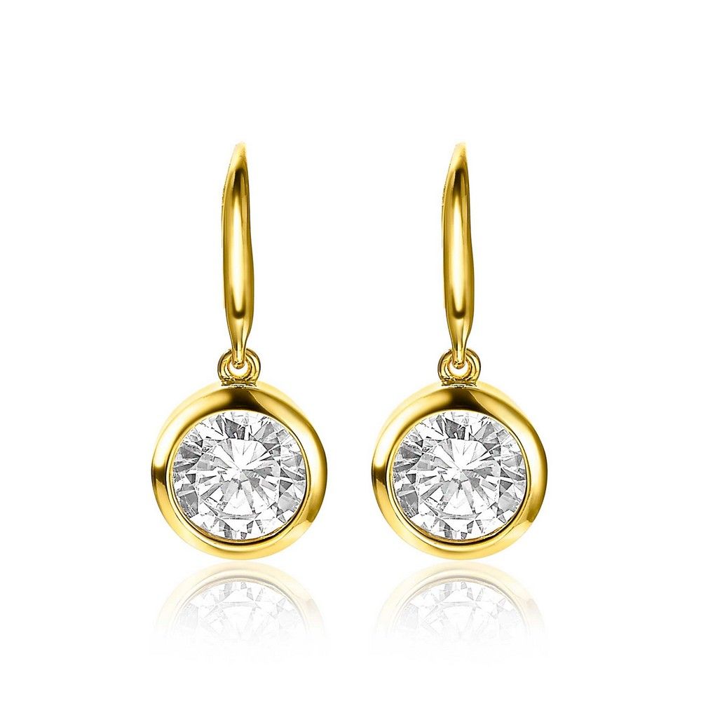 Zinzi zilveren oorhangers geelverguld witte zirkonia 11mm ZIO2, exclusief en kwalitatief hoogwaardig. Ontdek nu!