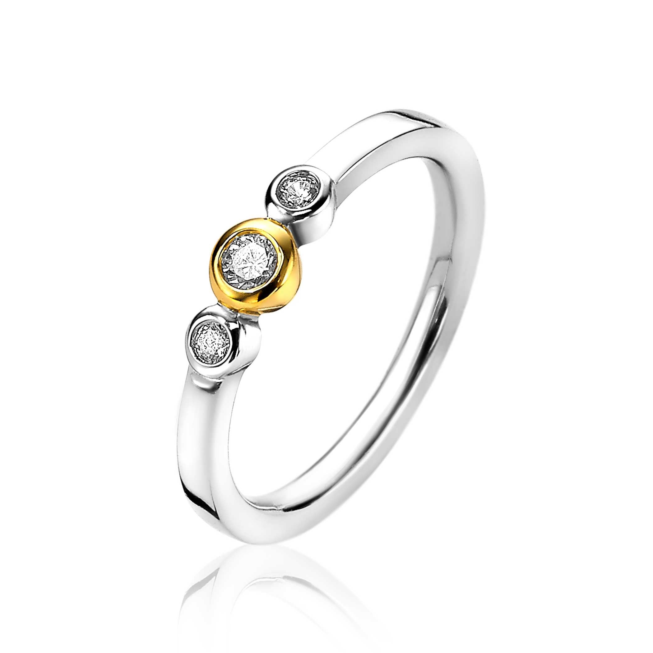 ZINZI Verguld Zilveren Ring met Witte Zirkonia - ZIR1974