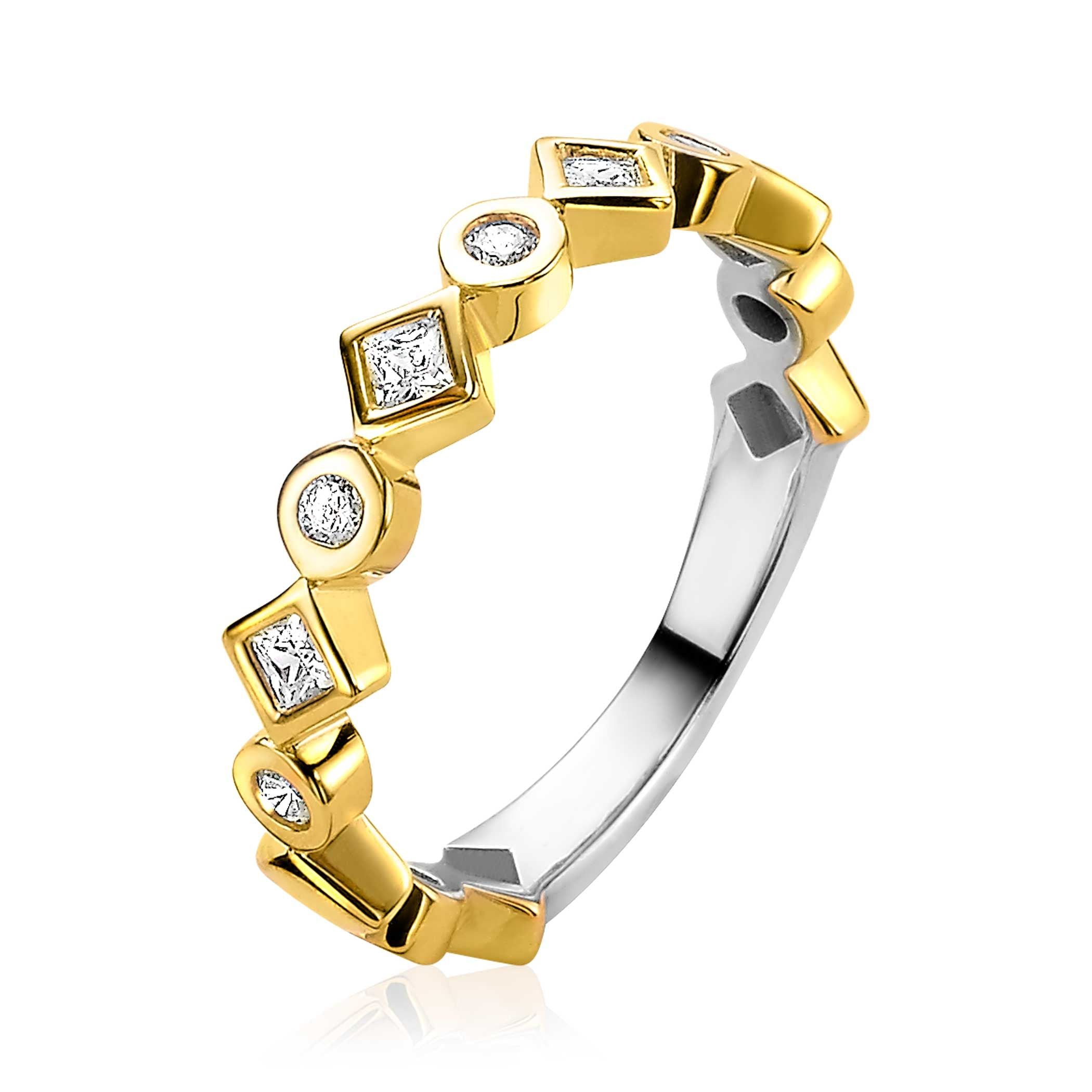 ZINZI Verguld Zilveren Ring met Witte Zirkonia - ZIR2055Y