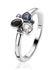 Zinzi zilveren ring met paarse, zwarte en witte kleurstenen ZIR2120, exclusief en kwalitatief hoogwaardig. Ontdek nu!