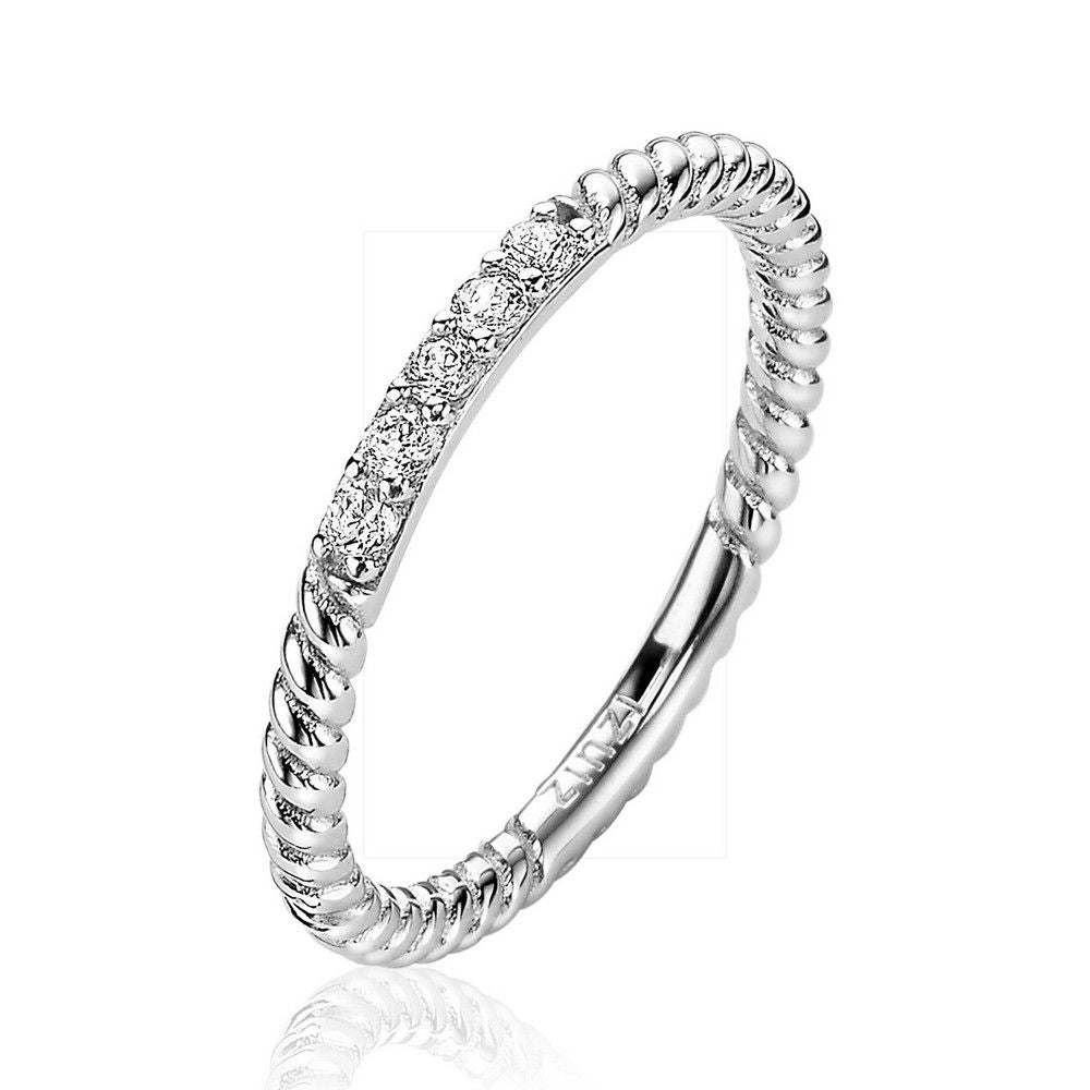 Zinzi zilveren ring gedraaid 2mm witte zirkonia&#39;s ZIR2128, exclusief en kwalitatief hoogwaardig. Ontdek nu!