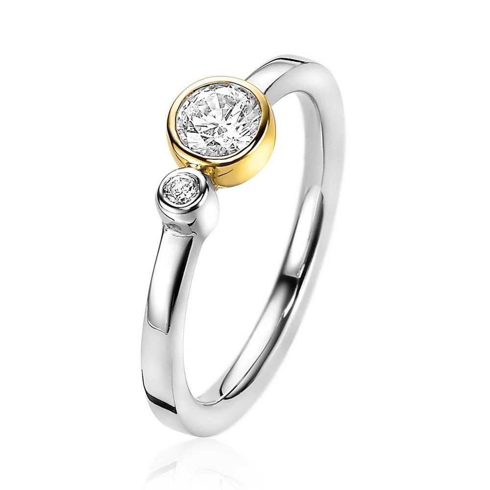 Zinzi zilveren ring 14K geelverguld rond wit 6mm ZIR2146, exclusief en kwalitatief hoogwaardig. Ontdek nu!
