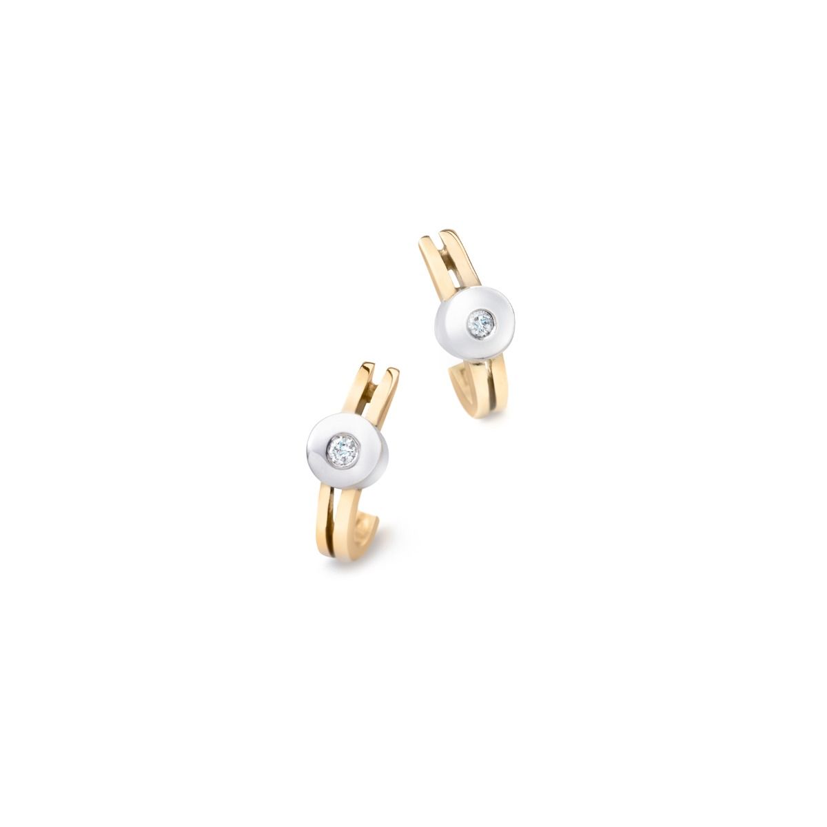 Gouden halve oorringen - bicolor met diamant 2x 0.02 Pikee Wesselton OOR0094-004, exclusief en kwalitatief hoogwaardig. Ontdek nu!