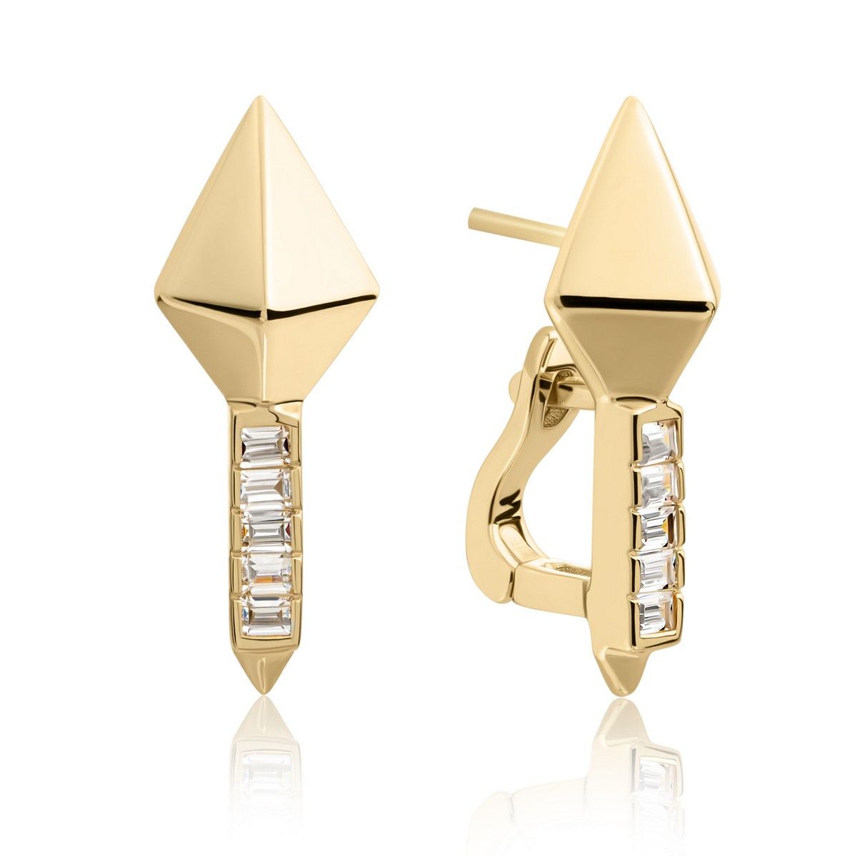 Sparkling Jewels - Oorbellen: Polished Pyramid White CZ - Gold EAG27, exclusief en kwalitatief hoogwaardig. Ontdek nu!