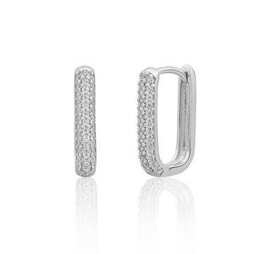 Sparkling Jewels Oorbellen - Square Oorringen CZ - Zilver EAS24