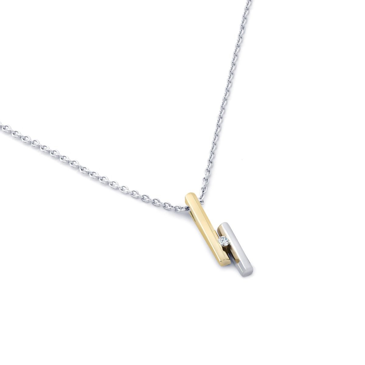 R&C Gouden hanger - bicolor 1x0.10ct diamant HAN0003-010, exclusief en kwalitatief hoogwaardig. Ontdek nu!