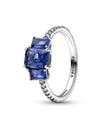 Pandora Blue Rectangular Three Stone Sparkling Ring 192389C01, exclusief en kwalitatief hoogwaardig. Ontdek nu!