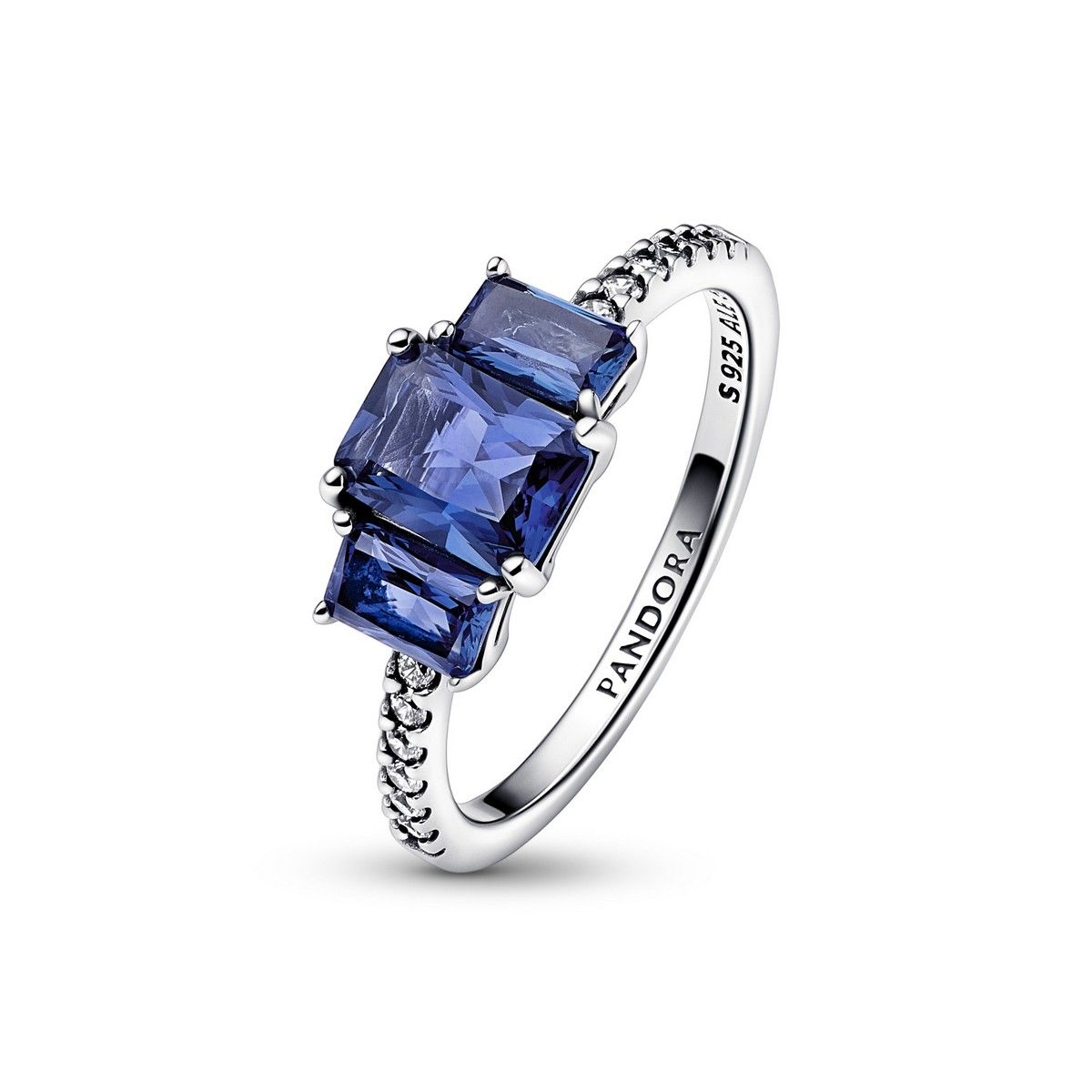 Pandora Blue Rectangular Three Stone Sparkling Ring 192389C01, exclusief en kwalitatief hoogwaardig. Ontdek nu!