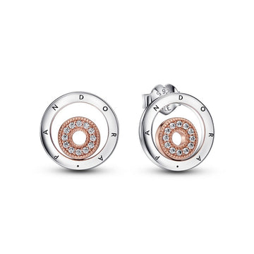 Pandora Signature Two-tone Logo Circles Oorknopjes 282314C01