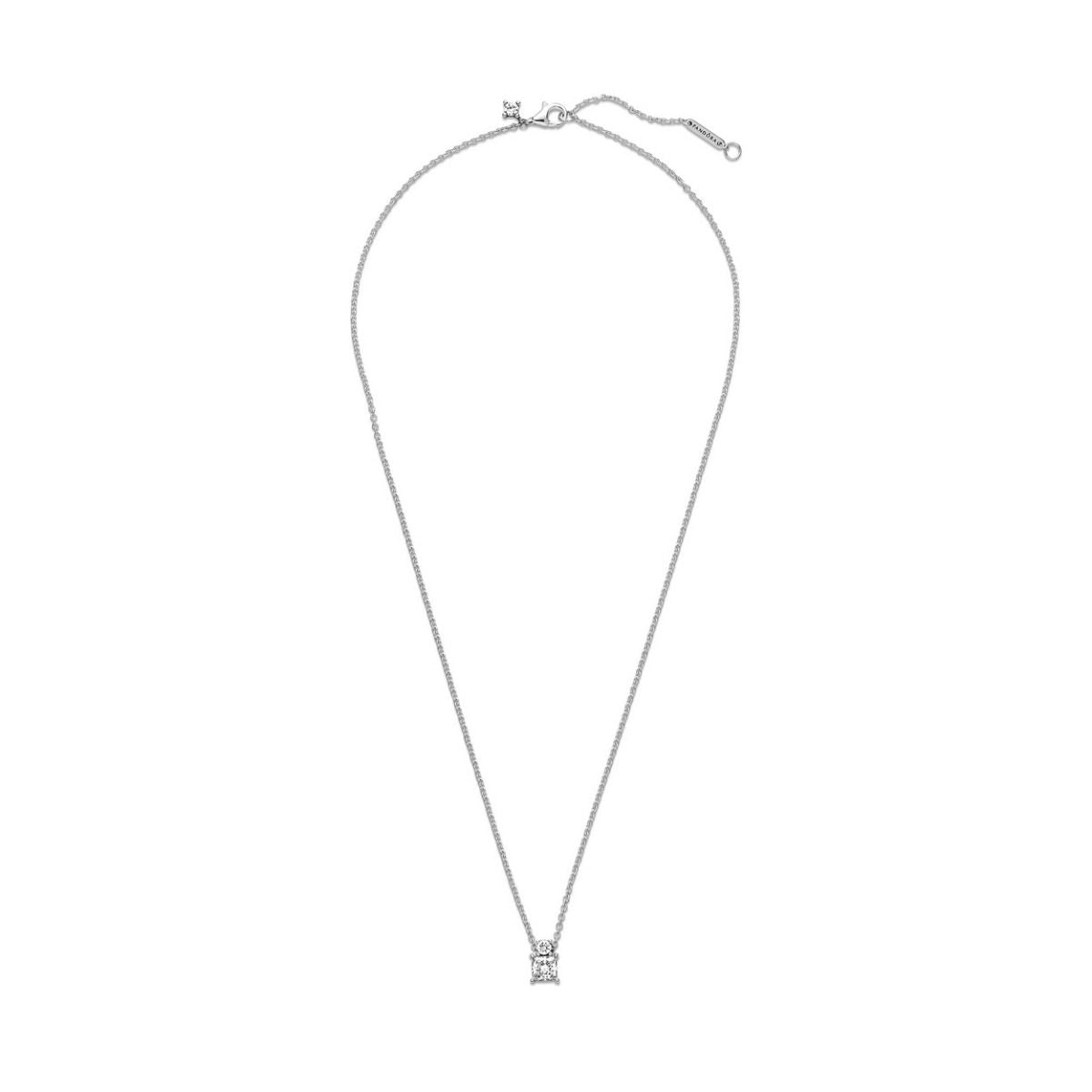 Pandora Sprankelende Halsketting met Ronde &amp; Vierkante Hanger 390048C01, exclusief en kwalitatief hoogwaardig. Ontdek nu!