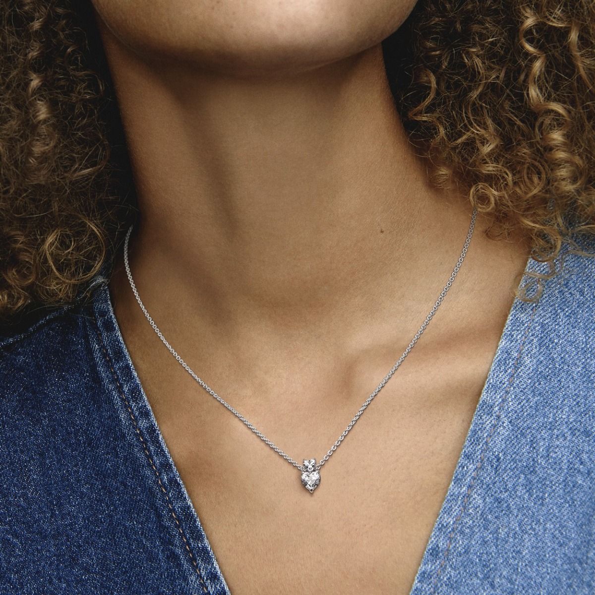 Pandora Double Heart Pendant Sparkling Collier Necklace 391229C01, exclusief en kwalitatief hoogwaardig. Ontdek nu!