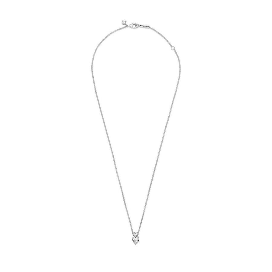 Pandora Double Heart Pendant Sparkling Collier Necklace 391229C01, exclusief en kwalitatief hoogwaardig. Ontdek nu!