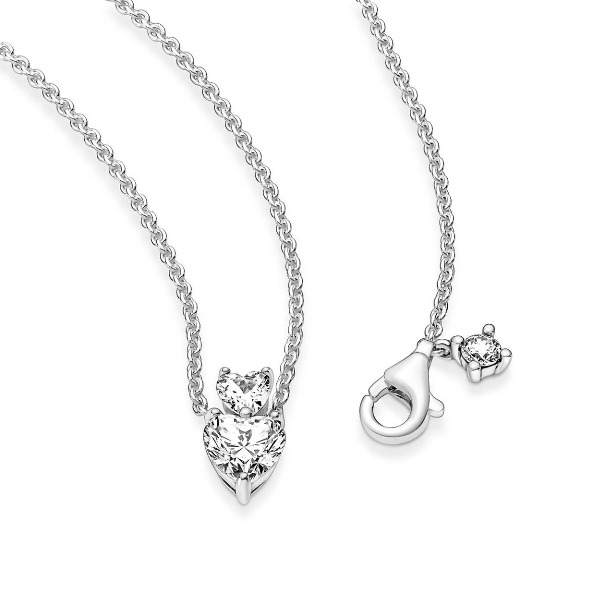 Pandora Double Heart Pendant Sparkling Collier Necklace 391229C01, exclusief en kwalitatief hoogwaardig. Ontdek nu!