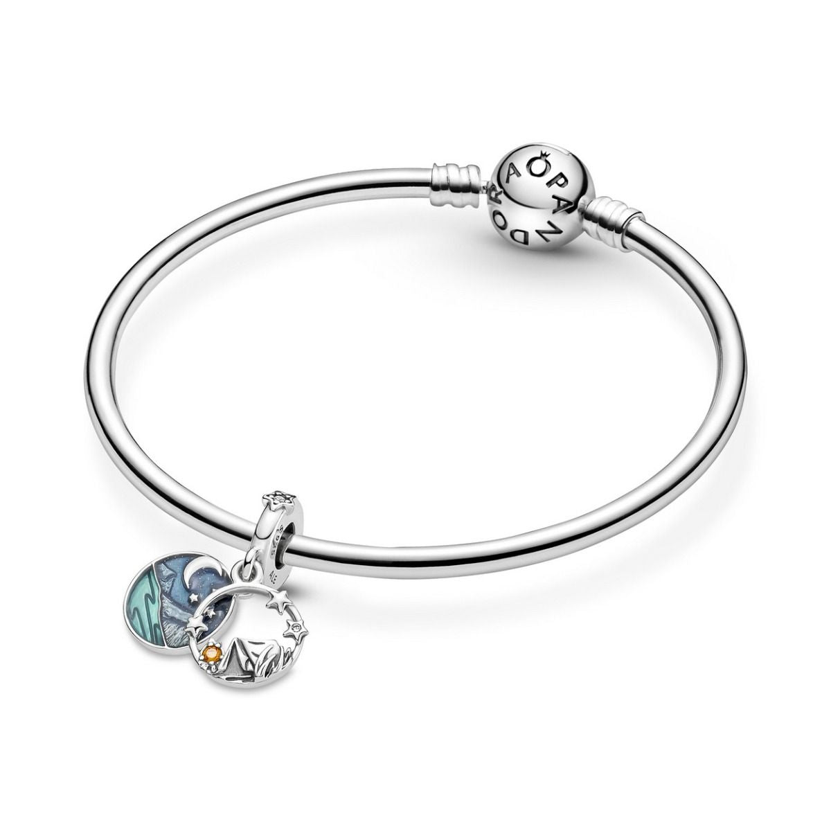 Pandora Camping Night Sky Double Dangle Charm 791686C01, exclusief en kwalitatief hoogwaardig. Ontdek nu!