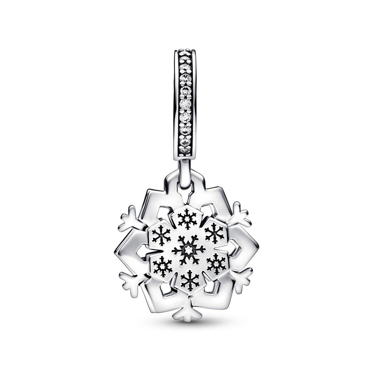 Pandora Sparkling Snowflake Double Dangle Charm 792355C01, exclusief en kwalitatief hoogwaardig. Ontdek nu!