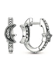 Pandora Crescent Moon & Stars Beaded Hoop Earrings 299152C01, exclusief en kwalitatief hoogwaardig. Ontdek nu!