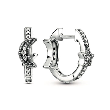 Pandora Crescent Moon & Stars Beaded Hoop Earrings 299152C01