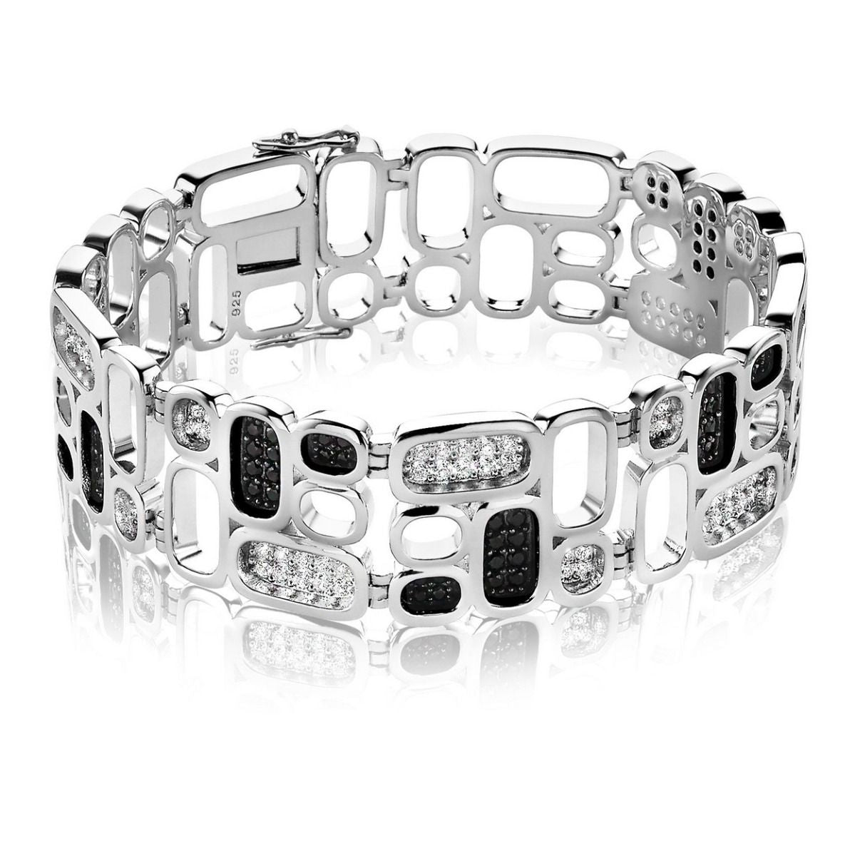 Mart Visser by Zinzi zilveren luxueuze armband wit zwart MVA3Z, exclusief en kwalitatief hoogwaardig. Ontdek nu!