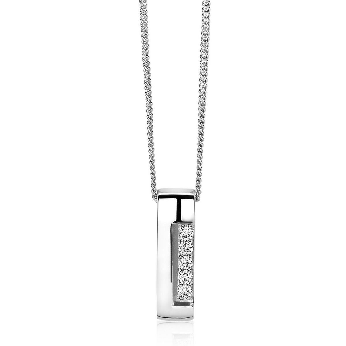 Mart Visser by Zinzi zilveren ketting met strakke rechte hanger glad wit 45cm MVC17, exclusief en kwalitatief hoogwaardig. Ontdek nu!