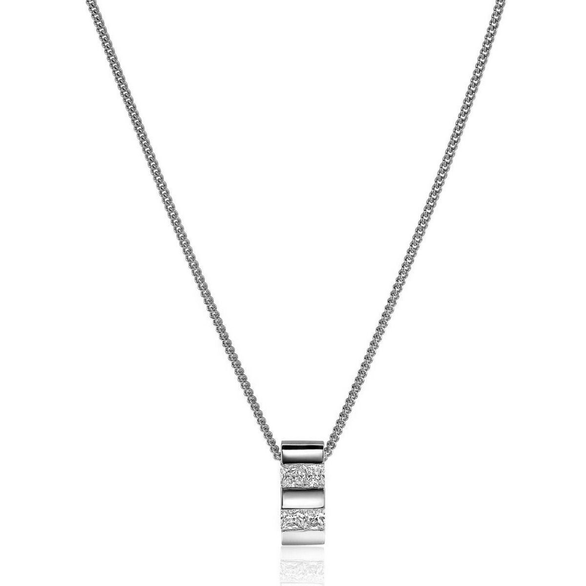 Mart Visser by Zinzi zilveren ketting 45cm met strakke rechte hanger, bezet met princess geslepen witte zirkonia's MVC20, exclusief en kwalitatief hoogwaardig. Ontdek nu!
