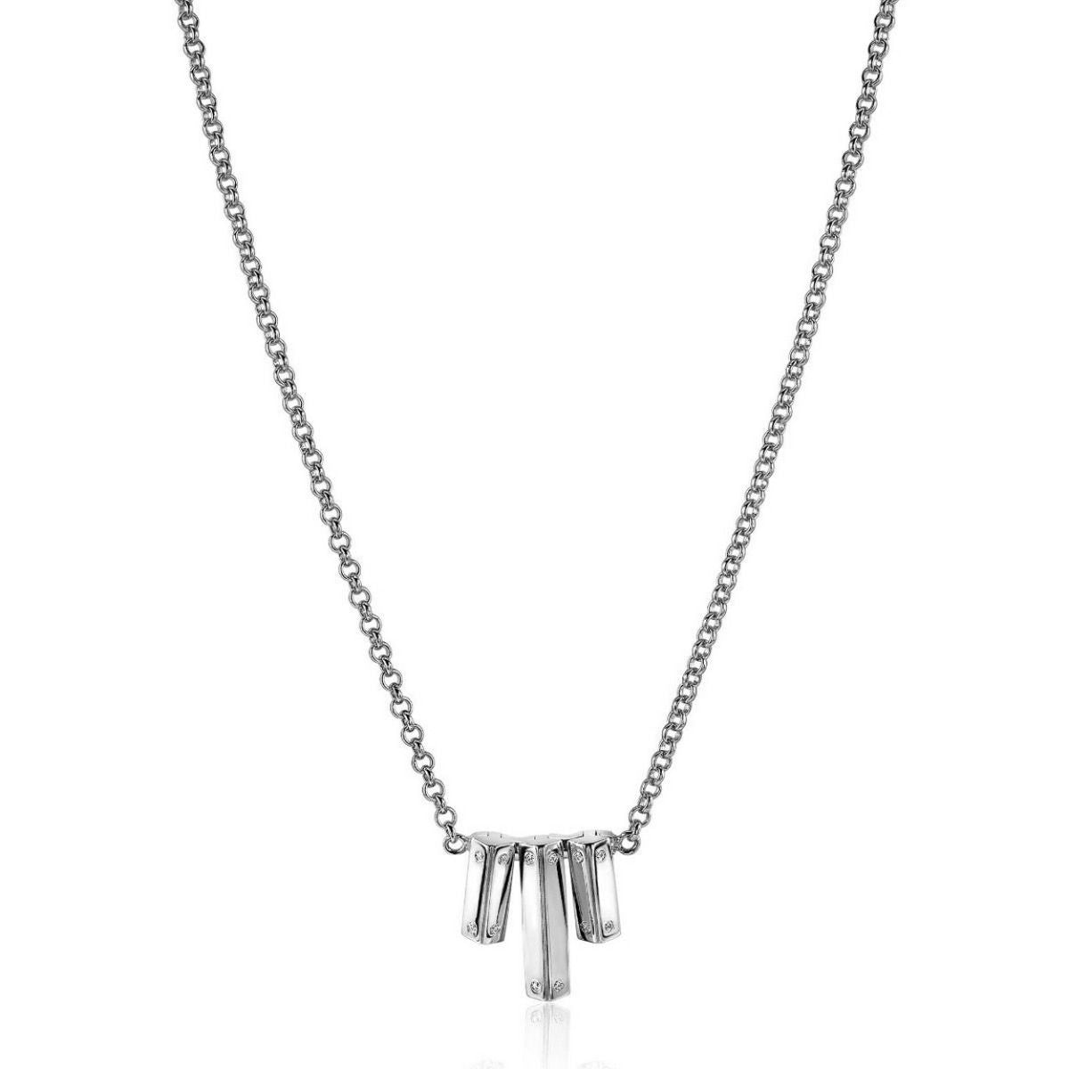 Mart Visser by Zinzi zilveren ketting 45cm met drie strakke hangers, bezet met witte zirkonia's MVC21, exclusief en kwalitatief hoogwaardig. Ontdek nu!