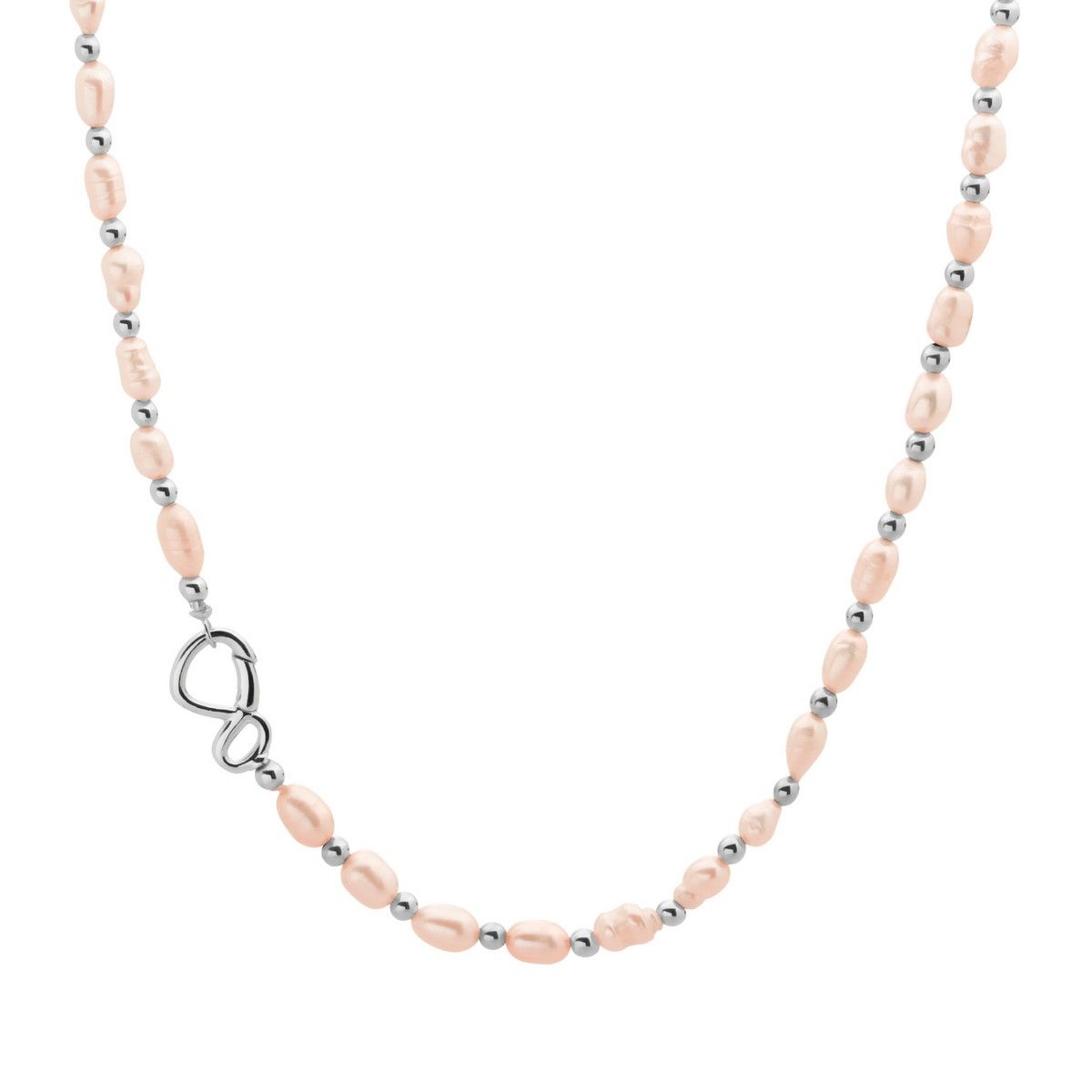 Sparkling Jewels - Ketting: Silver - Peach Pearl NLK03S-P03-042, exclusief en kwalitatief hoogwaardig. Ontdek nu!