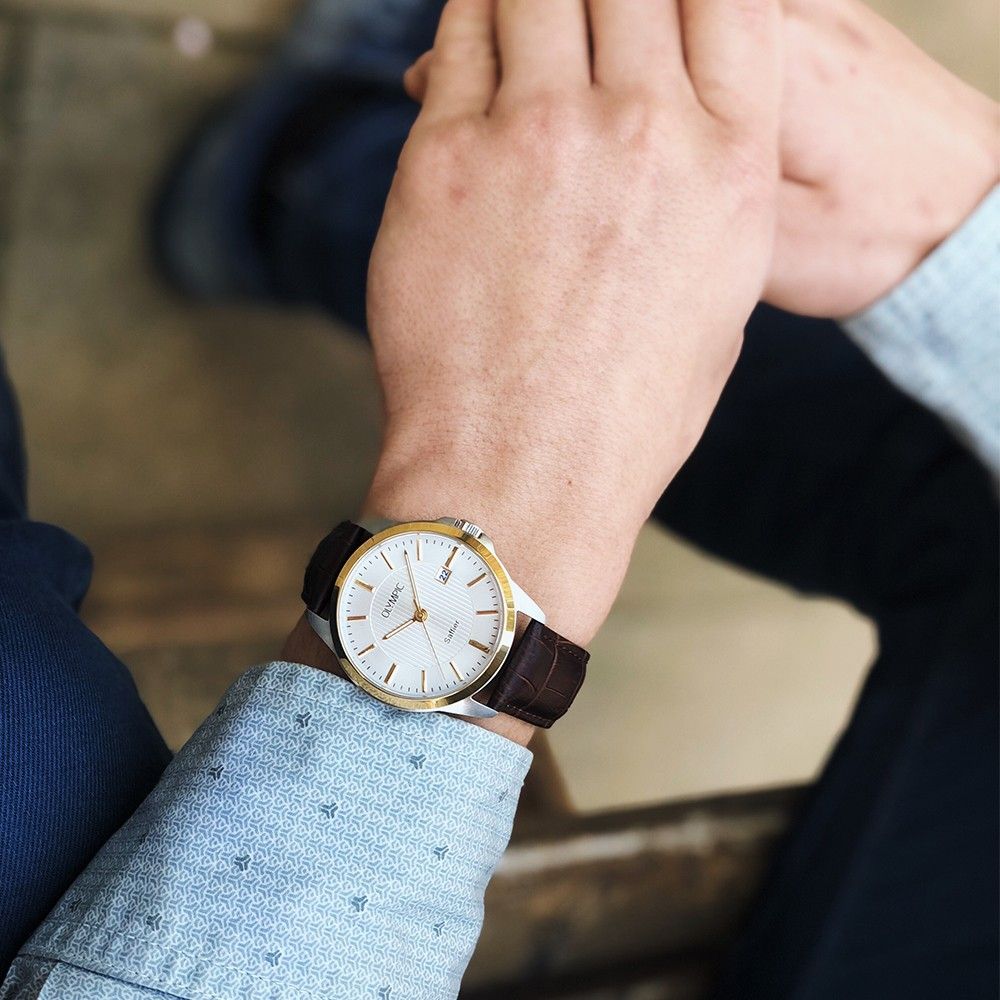 Olympic OL26HSL068B Bari Horloge - Leer - Bruin - 39mm, exclusief en kwalitatief hoogwaardig. Ontdek nu!