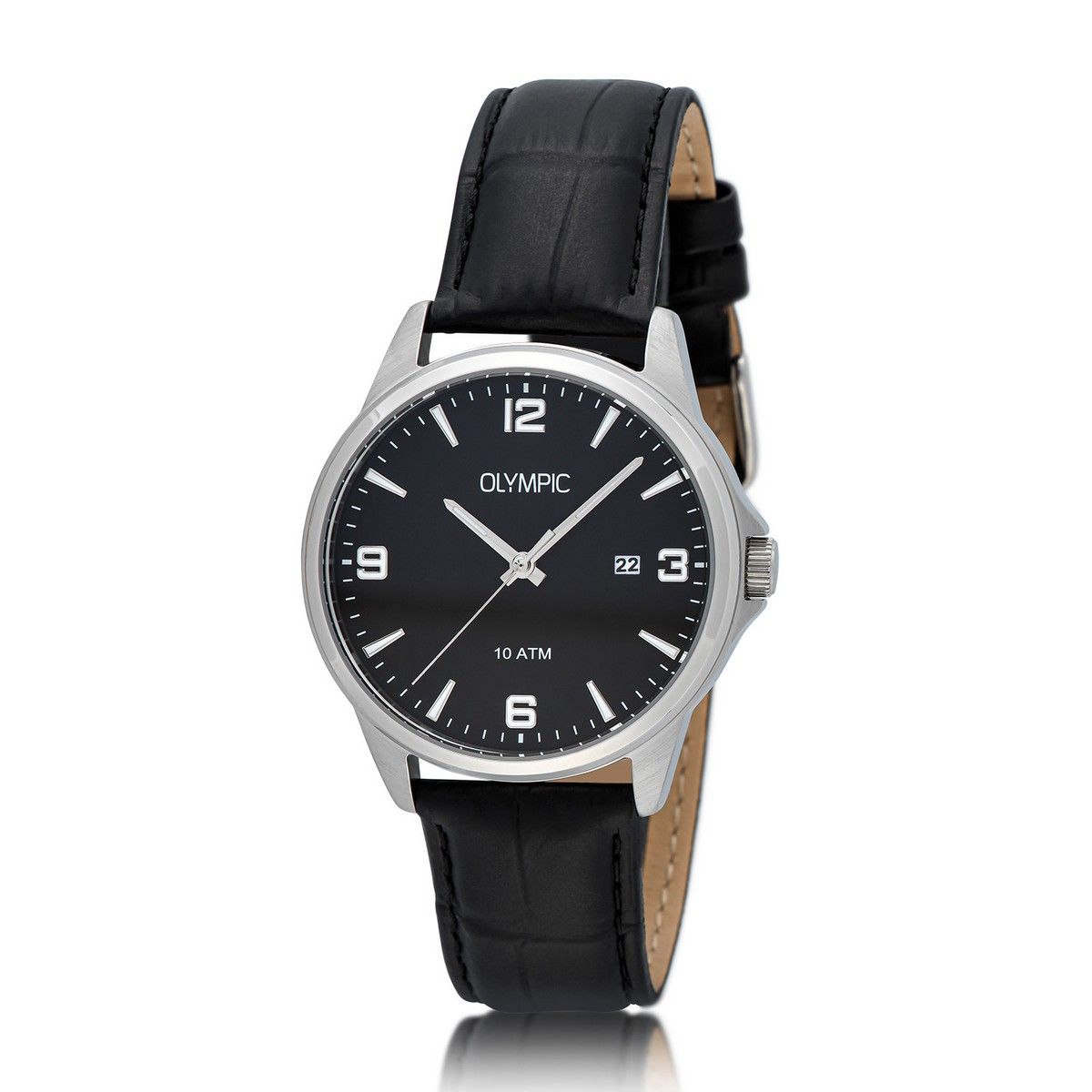 Olympic OL26HSL079 GLENN Horloge - Staal - Leer - Zwart, exclusief en kwalitatief hoogwaardig. Ontdek nu!